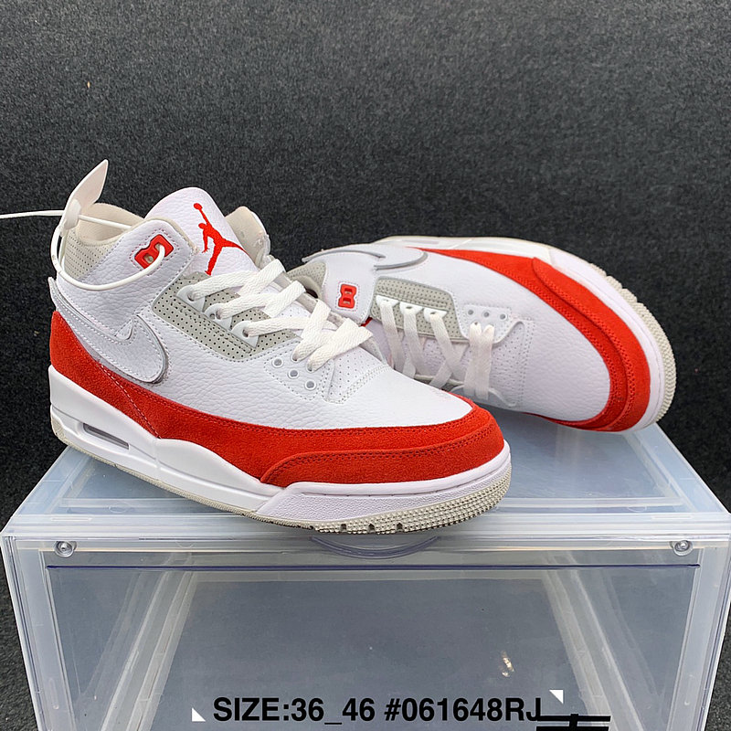 2021 Air Jordan 3 Retro White Grey Red Shoes
